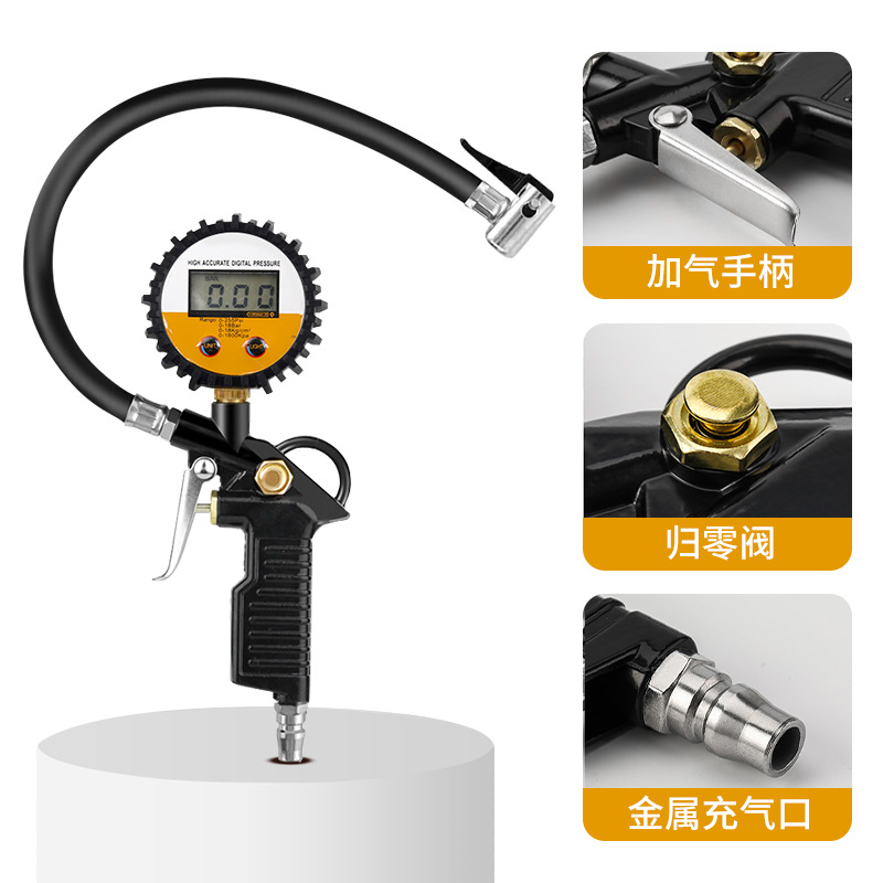 汽车轮胎高精度胎压计车用便捷充气头压力表数显胎压监测器气嘴