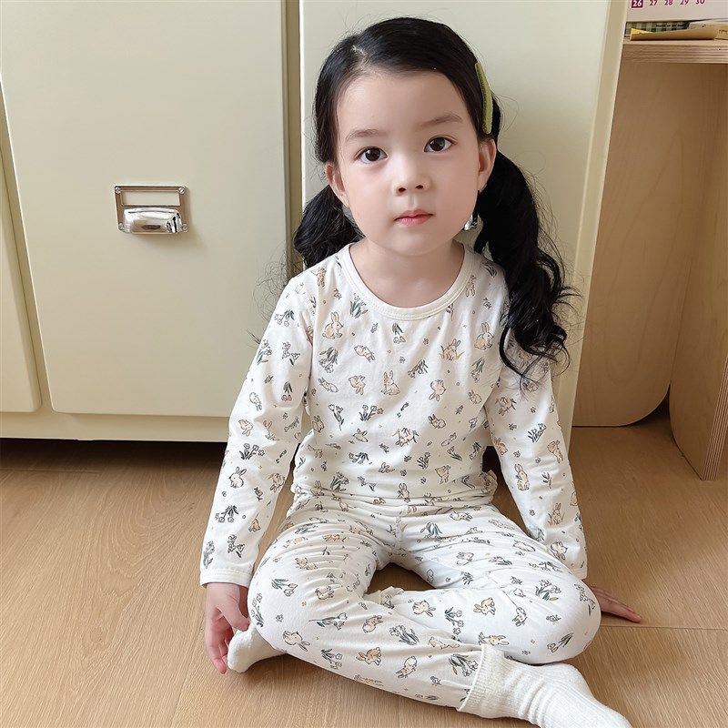 儿童睡衣纯棉春秋季宝宝秋衣秋裤套装男女童长袖打底衫男孩家居服