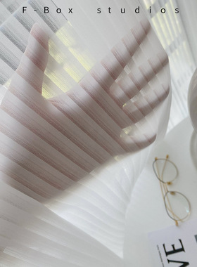 FBox窗帘透光不透人雪纺白纱客厅阳台光影纱条纹纱梦幻竖百叶纱帘