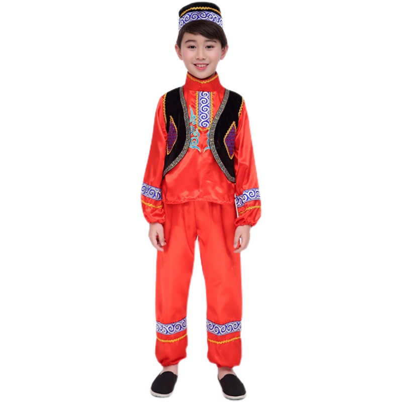 儿童撒拉族舞蹈服少数民族服装表演服男女童葫芦丝演出服装
