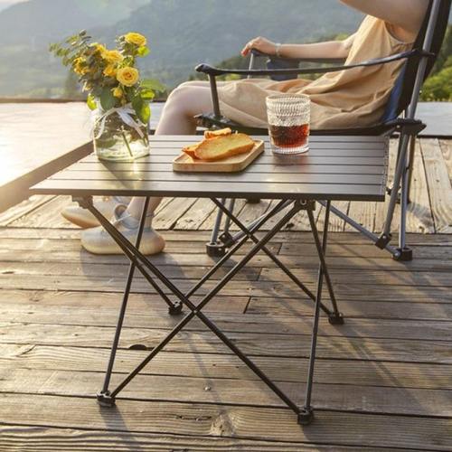 原始人户外铝合金便携折叠桌摆摊露营休闲桌子多用途野餐铝板桌子