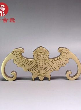 纯铜蝙蝠实心铜镇尺创意书房用品压纸笔搁毛笔架家居复古工艺摆件