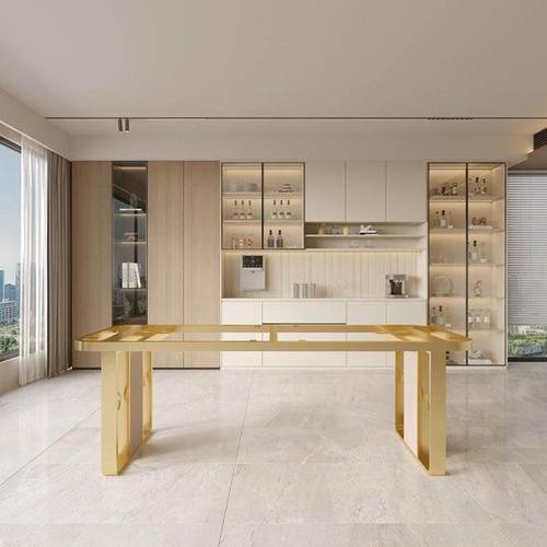 意式轻奢铁艺金属桌腿桌脚桌架支架定制不锈钢大理石岩板餐桌桌腿