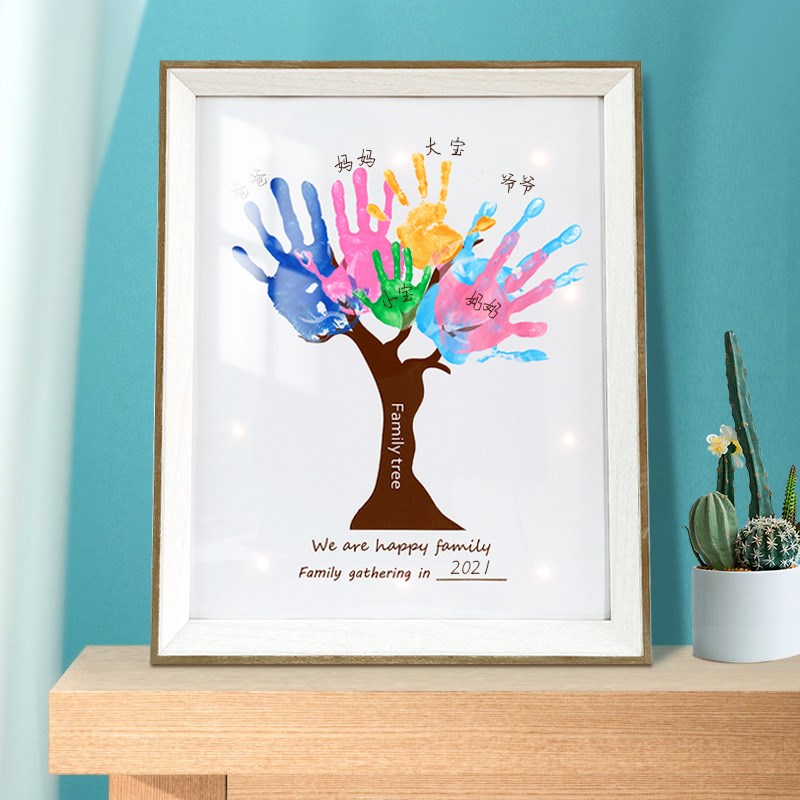 情侣diy手印相框油画颜料送闺蜜掌印手工纪念送男女朋友手膜礼物