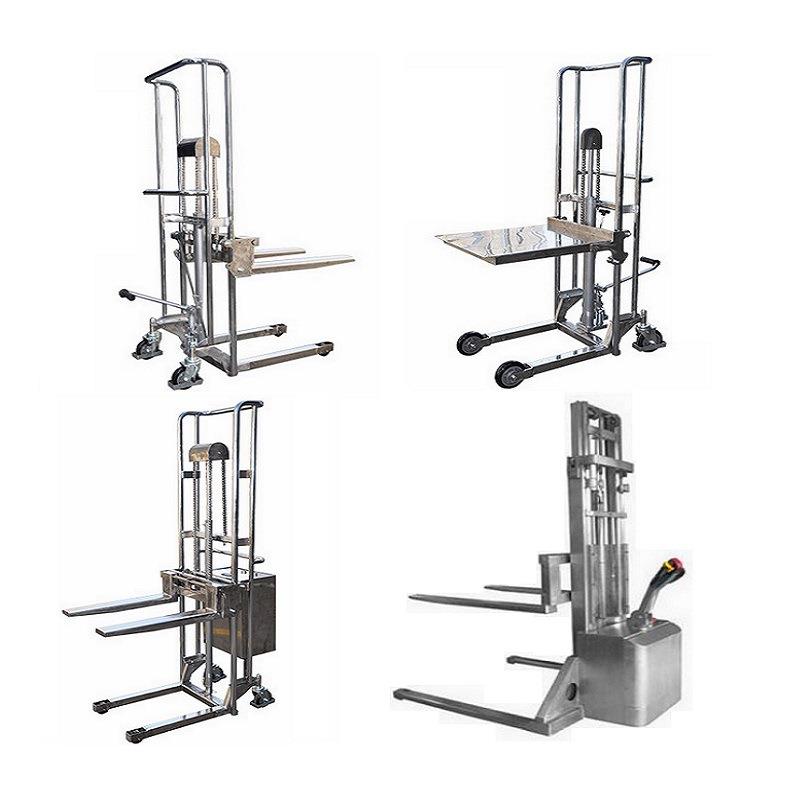 不锈钢轻型手摇工位车不锈钢手动堆高车不锈钢半电动液压堆高车