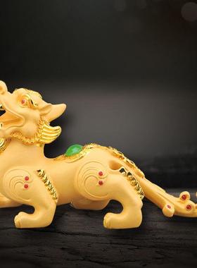 绒沙金富贵貔貅镶钻皮休汽车摆件家居饰品皮丘招财貔貅树脂工艺品