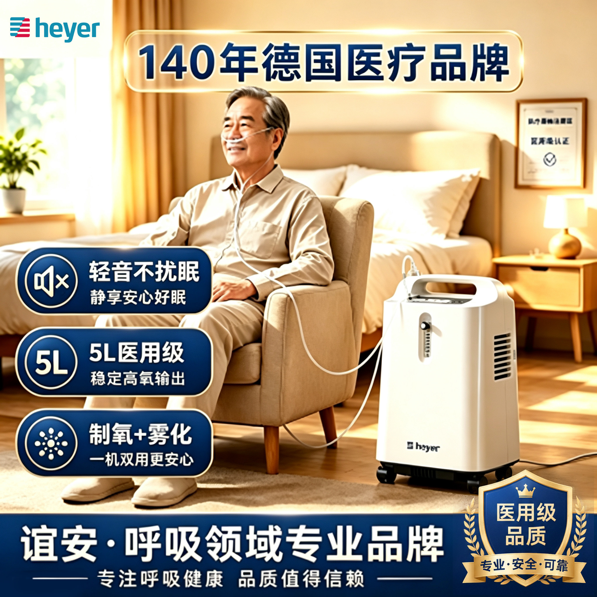 谊安制氧机医用级5L轻音制氧雾化