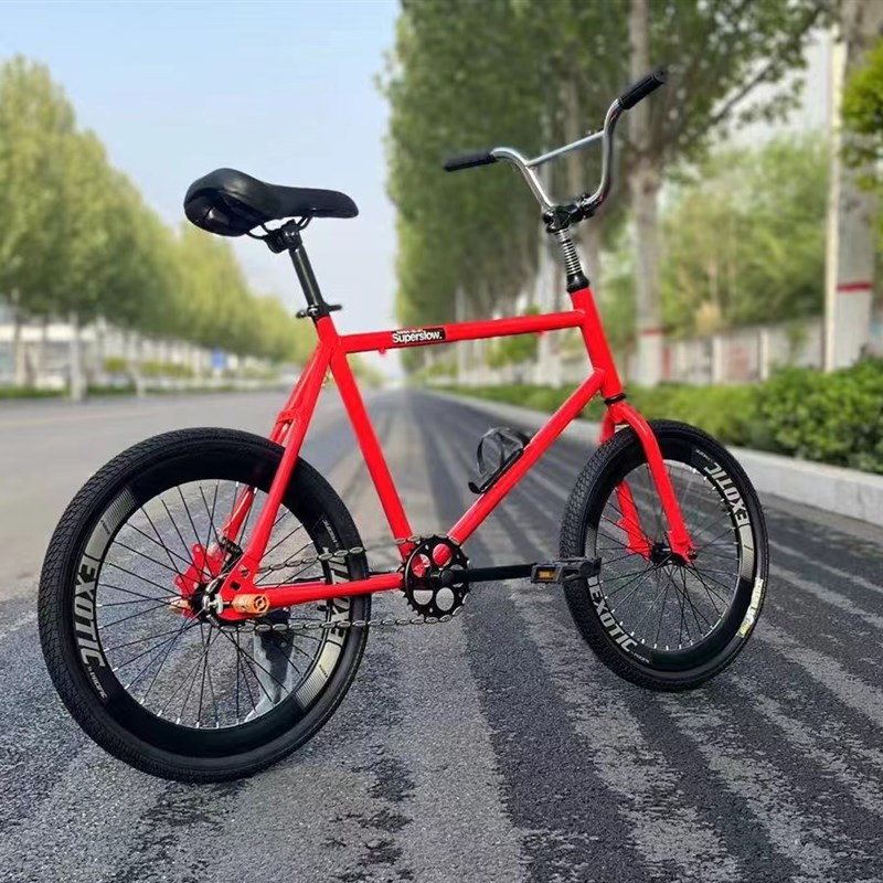 爆改橄榄链动作把死飞自行车20寸翘头可改装Q男女学生山地公路车