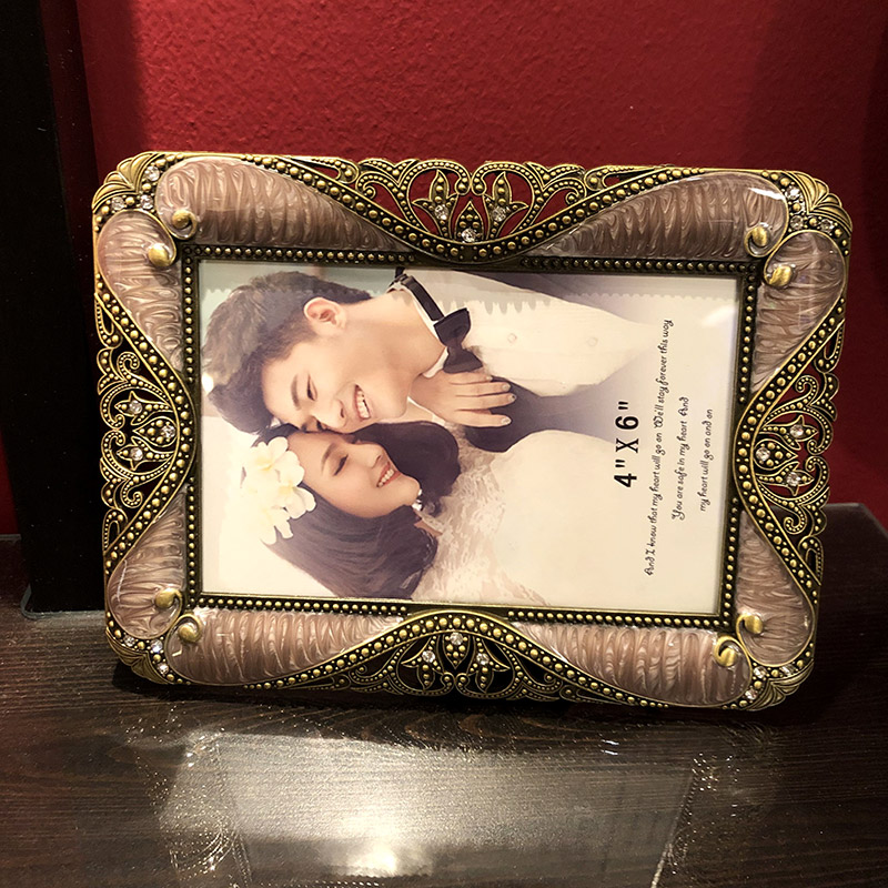 7寸相框摆台 复古金属6寸创意横竖两用照K片框 闺蜜相框带冲洗照