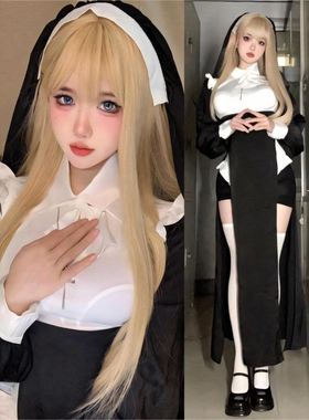 修女服cosplay服装性感万圣节抖音变装优雅显瘦旗袍女仆风连衣裙
