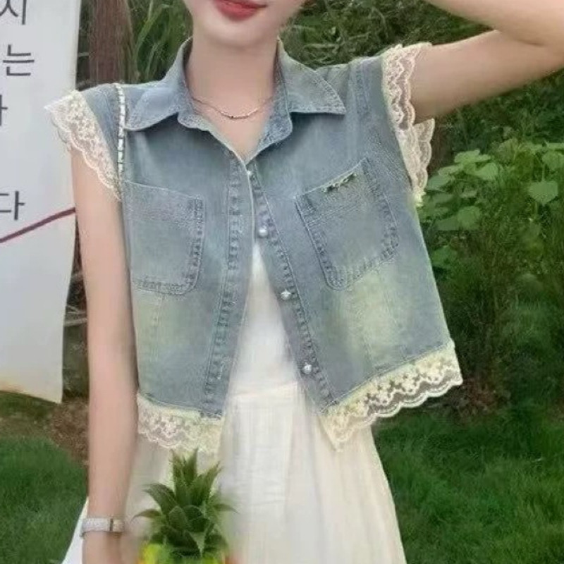 2026夏季新款蕾丝拼接牛仔马时尚防晒服