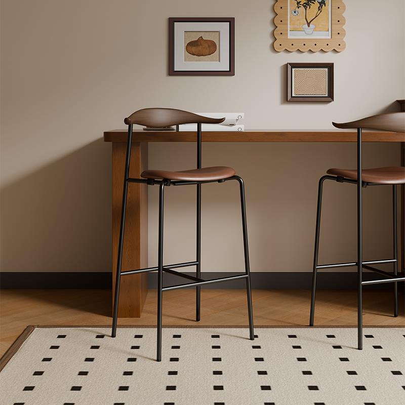 北欧高脚凳家用覆古酒吧吧台椅奶茶店前台高脚椅现代简约餐椅台凳