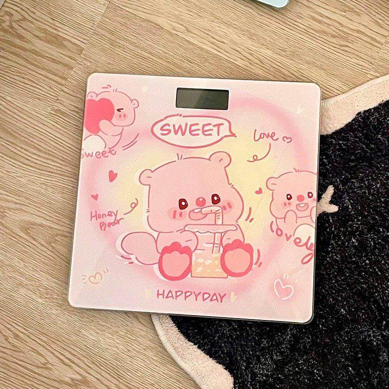 电子秤卡通可爱精准电子称体重秤小型减肥充电电池宿舍人体称重计