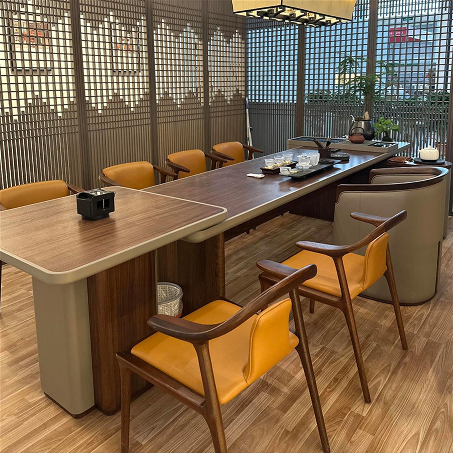 新中式禅意胡桃木茶桌椅客厅别墅现代简约喝茶桌茶室办公茶台定制