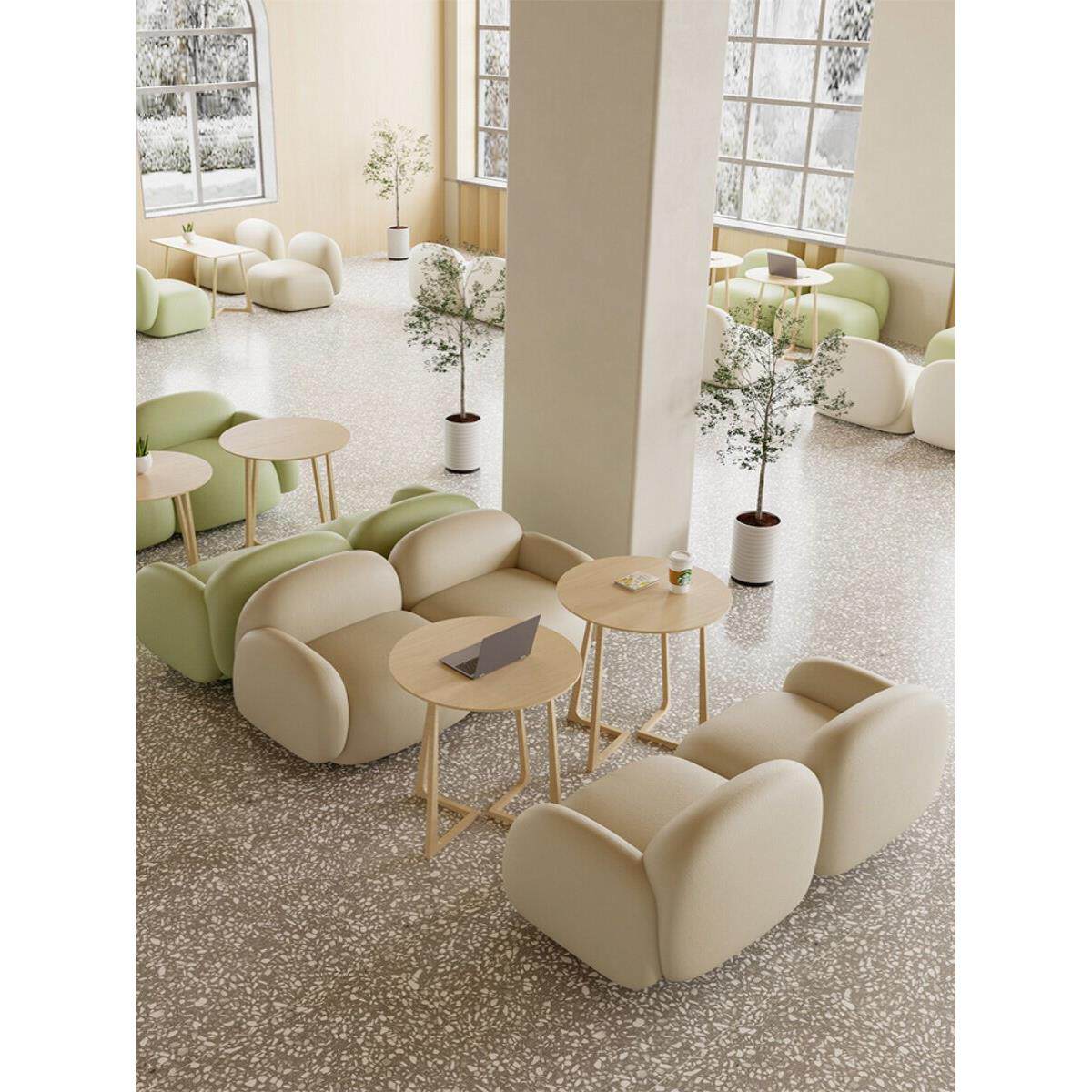 奶茶店桌椅组合美容院沙发咖啡厅酒吧卡座休闲区接待双人餐饮座椅