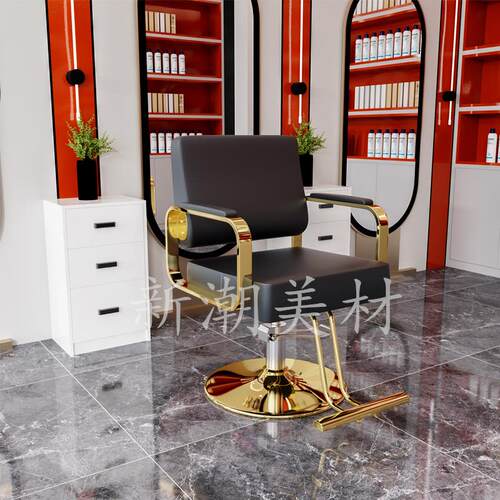 网红美发店理发店椅子发廊专用升降旋转轻奢不锈钢潮店时尚剪发椅