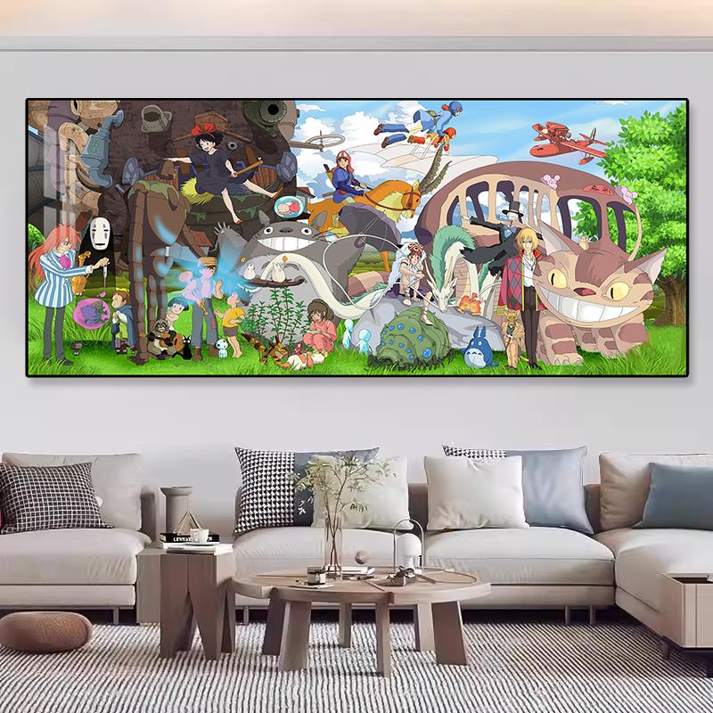 宫崎骏卡通动漫风景儿童房卧室床头客厅挂画唯美小清新装饰画壁画