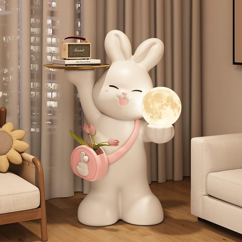 旁客厅电视乔迁礼品饰沙发摆设大落地摆件卡通床头灯边几兔子软装
