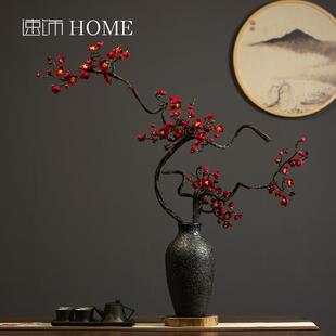 轻奢复古陶瓷花瓶摆件客厅仿真花腊梅插花家居玄关禅意装 新中式 饰