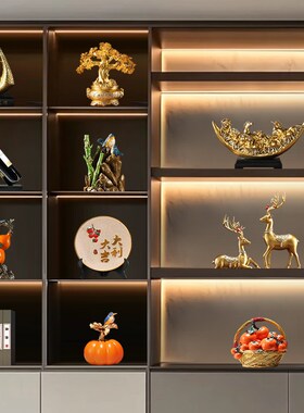 摆件大气工艺品博古架p新中式高端上档次办公室装饰品摆设创意高