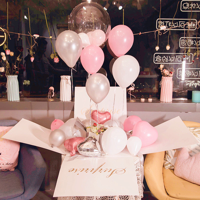 抖音惊喜盒子情人节告白气球礼盒爆炸盒创意网红礼W物盒生日惊喜