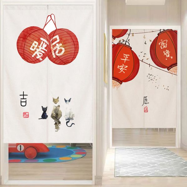 厨房门帘隔断帘家用卧室半帘厕所卫生间遮挡布帘挂帘柜子防尘棉麻