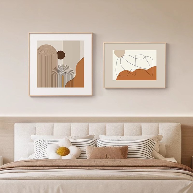 现代简约床头画卧室挂画抽象艺术高级感主卧客厅背W景墙装饰壁画