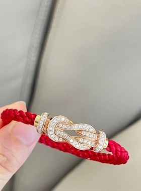 不掉色8字马蹄扣红绳转运手链情侣款男女百O搭饰品镀玫瑰金平安结