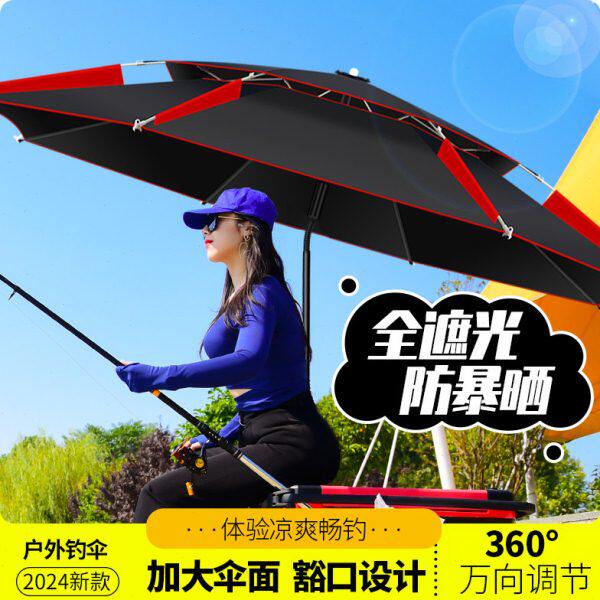 大户外钓鱼伞黑胶防晒折叠加厚防雨2024钓伞专用新款垂钓遮阳伞
