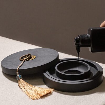 款发火锅圈带盖墨砚专用不干保湿防升级双造府书法蒸毛笔墨水砚台