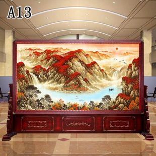 实木屏风客厅隔断进门遮挡公司办公室玄关简约双面鸿运当头 中式