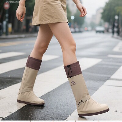 防水鞋套女款防滑加厚耐t磨下雨天雨鞋套沙漠登山旅行便携赶海雨