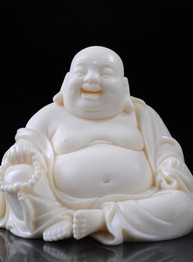 玉桌面弥勒玩黄瓷工艺品自在弥勒林建胜小精致小车载茶会所摆件把