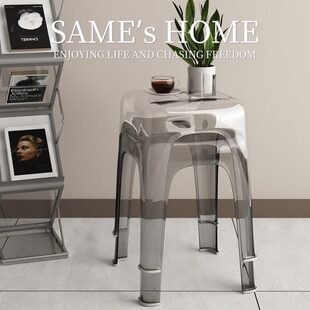 亚克力轻奢简约板凳高椅子家用加厚餐桌客厅透明方放凳子叠可塑料