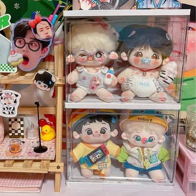 棉花娃娃收纳展示盒透明亚克力20cm防尘大容P量公仔小摆件毛绒玩