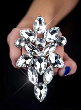 欧美夸张宴会礼服宝石开口戒指指环女时尚K百搭个性夜店演出配饰