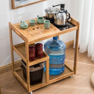 茶桌家用小茶台楠竹移动茶几茶车客厅阳台烧水泡茶柜茶具收纳架子