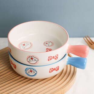 可爱手柄碗家用餐具烤箱烤盘沙拉碗带手把的陶瓷碗个人Y专用泡面