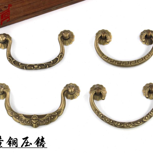 中式仿古抽屉拉手纯铜拉手书柜书桌家具抽屉古铜把手黄铜复古拉手