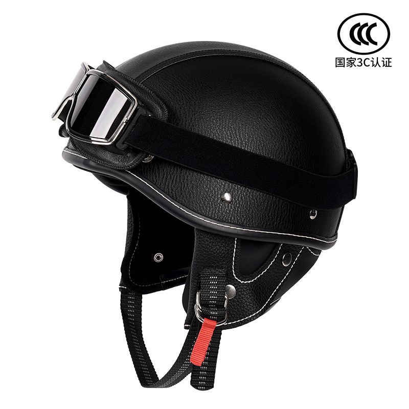新3C日式头盔i复古头盔夏季巡航摩托机车半盔男女电动瓢盔复古半
