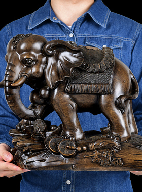 招财大象摆d件一对纳福象乔迁新居礼品客厅电视酒柜搬家装饰工艺