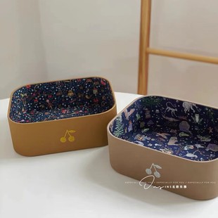 ins印花樱桃卧室收纳礼盒儿童发夹饰品化妆收纳神.器桌面整理 日式