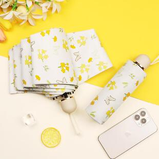 雨伞女折叠小巧便携晴雨两用五折小清新碎花遮阳防晒紫外线太阳伞