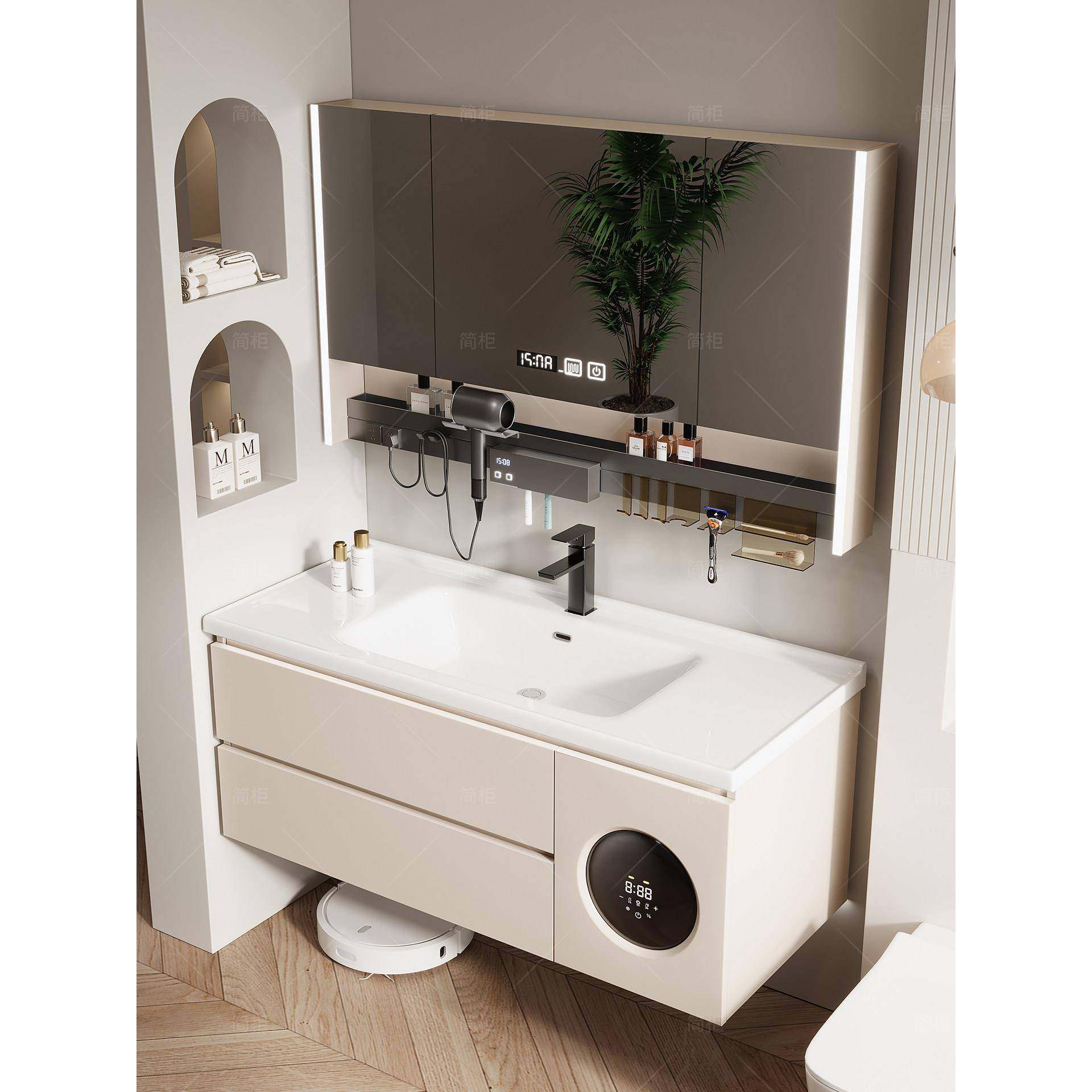 智能洗烘一体浴室柜陶瓷洗手盆卫生间多功能内衣裤小洗衣机洗漱台
