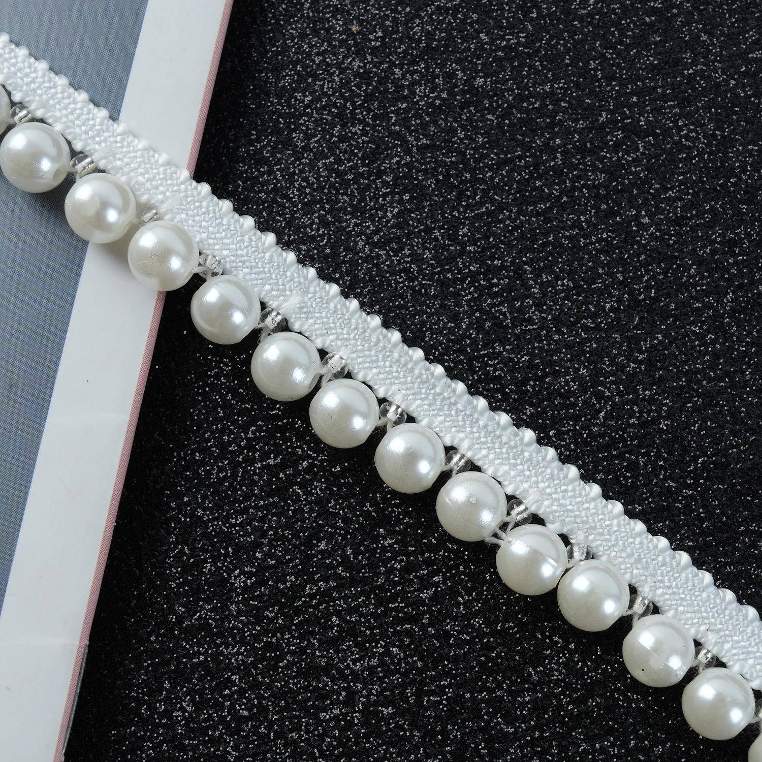 窗帘花边织带垂直条拼接缝白色珍珠边桌沙发装饰侧纱M-288