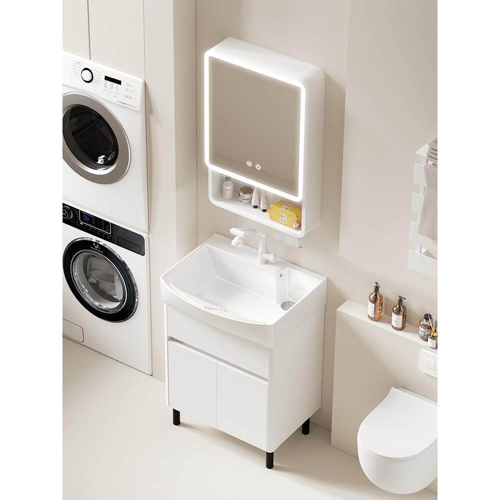 小户型蜂窝铝落地式洗衣柜组合陶瓷深化一体化面盆带搓板面盆阳台