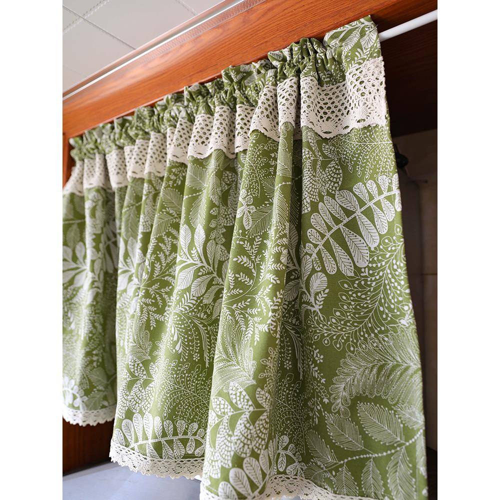 【送伸缩杆】棉麻免打孔厨房窗帘美式乡村隔断小短帘门帘遮挡半帘