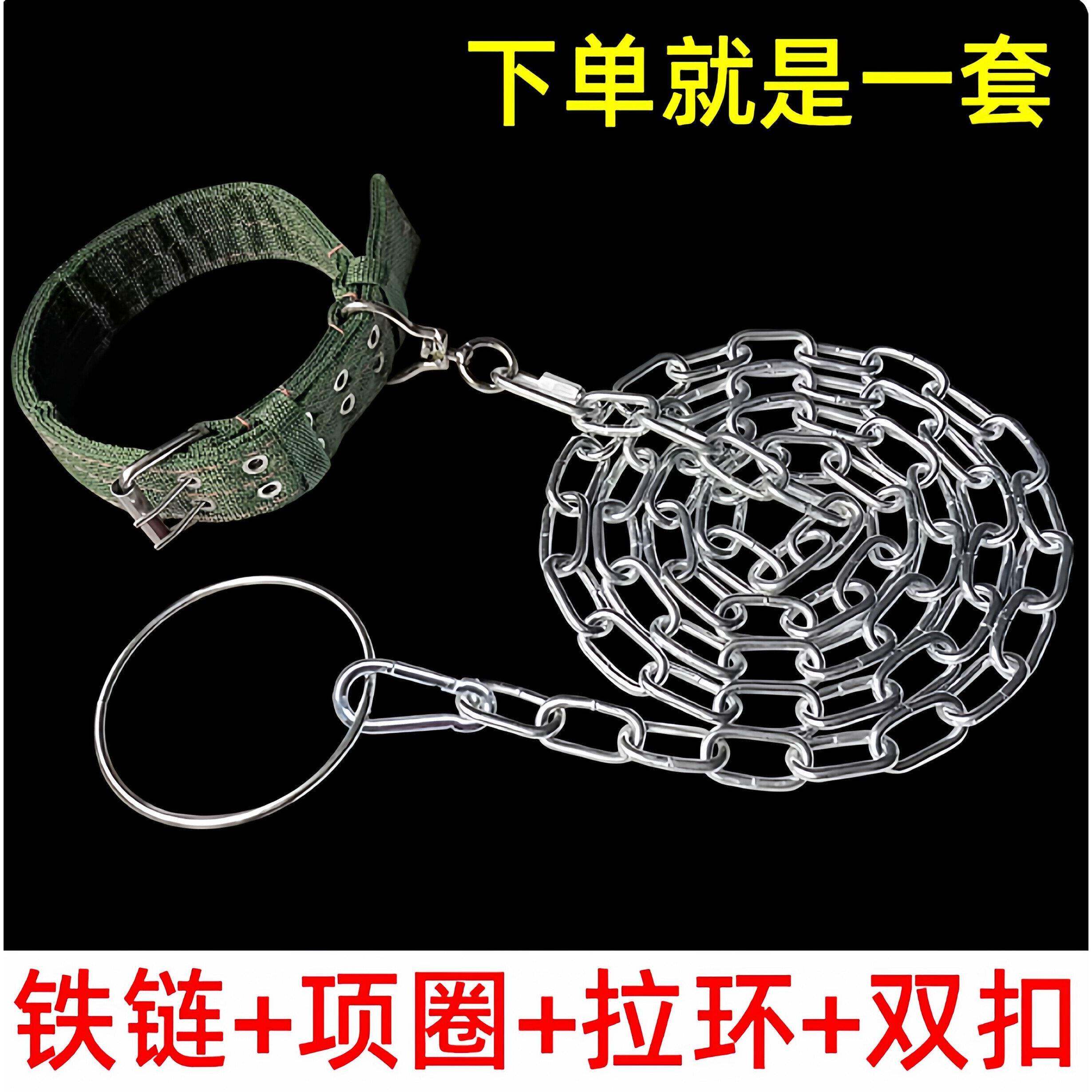 狗链子牵引绳防咬铁链大型犬狗狗项圈遛狗绳小型柯基金毛德牧土狗