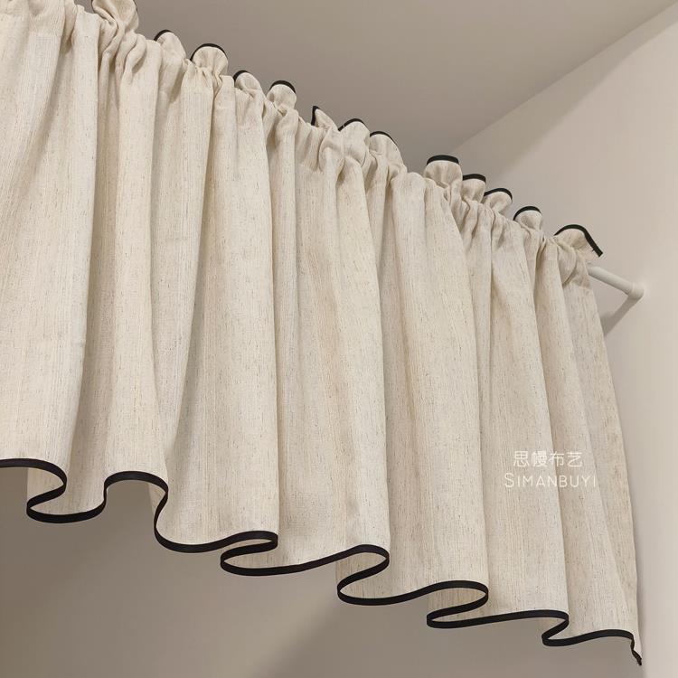思幔中古风日式棉麻短帘柜帘半帘厨房窗户隔断门帘小窗帘免打孔