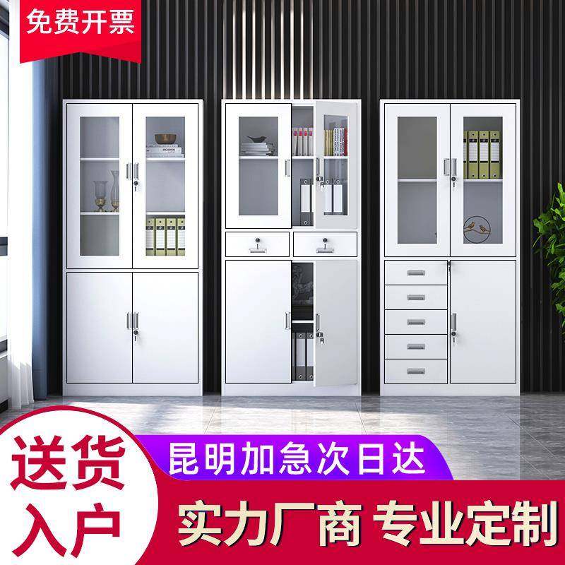 昆明加厚办公室文件柜铁皮资料柜档案员工更衣柜带锁矮柜储物柜子